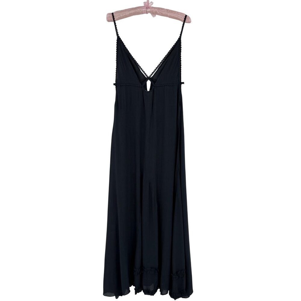 RARE Vtg NWT Free People Gray Lace Crochet Maxi Slip Dress | Whimsigoth Boho M - Picture 7 of 16